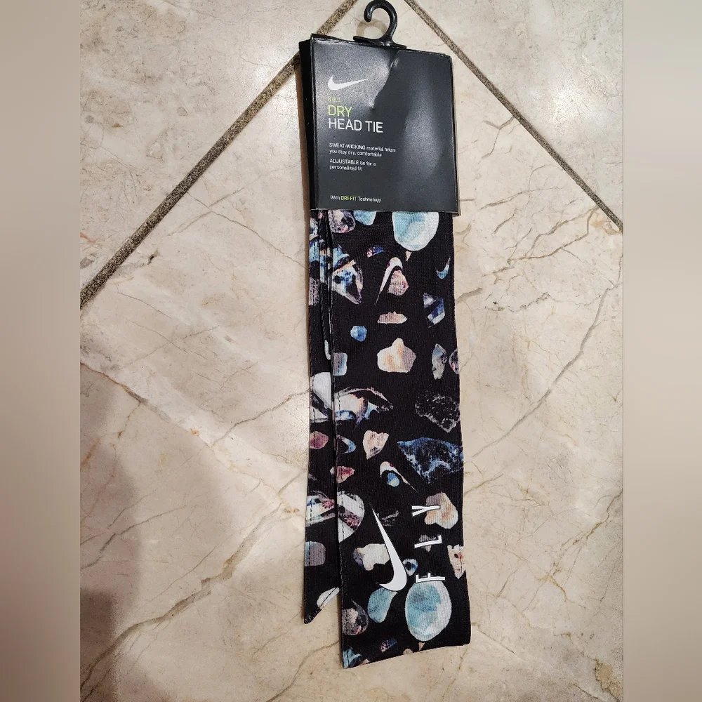 Nike Black Head Tie with Multicolor Abstract Design
